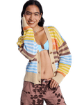 Cosmic Coast Stripes Cardigan in Coconut Milk Horizon Prism