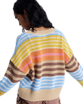 Cosmic Coast Stripes Cardigan in Coconut Milk Horizon Prism