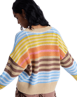 Cosmic Coast Stripes Cardigan in Coconut Milk Horizon Prism