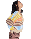 Cosmic Coast Stripes Cardigan in Coconut Milk Horizon Prism