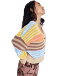 Cosmic Coast Stripes Cardigan in Coconut Milk Horizon Prism