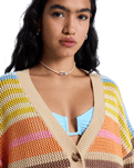 Cosmic Coast Stripes Cardigan in Coconut Milk Horizon Prism