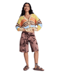 Cosmic Coast Stripes Cardigan in Coconut Milk Horizon Prism