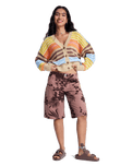 Cosmic Coast Stripes Cardigan in Coconut Milk Horizon Prism
