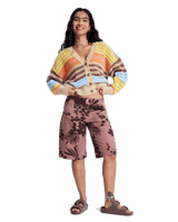 Cosmic Coast Stripes Cardigan in Coconut Milk Horizon Prism