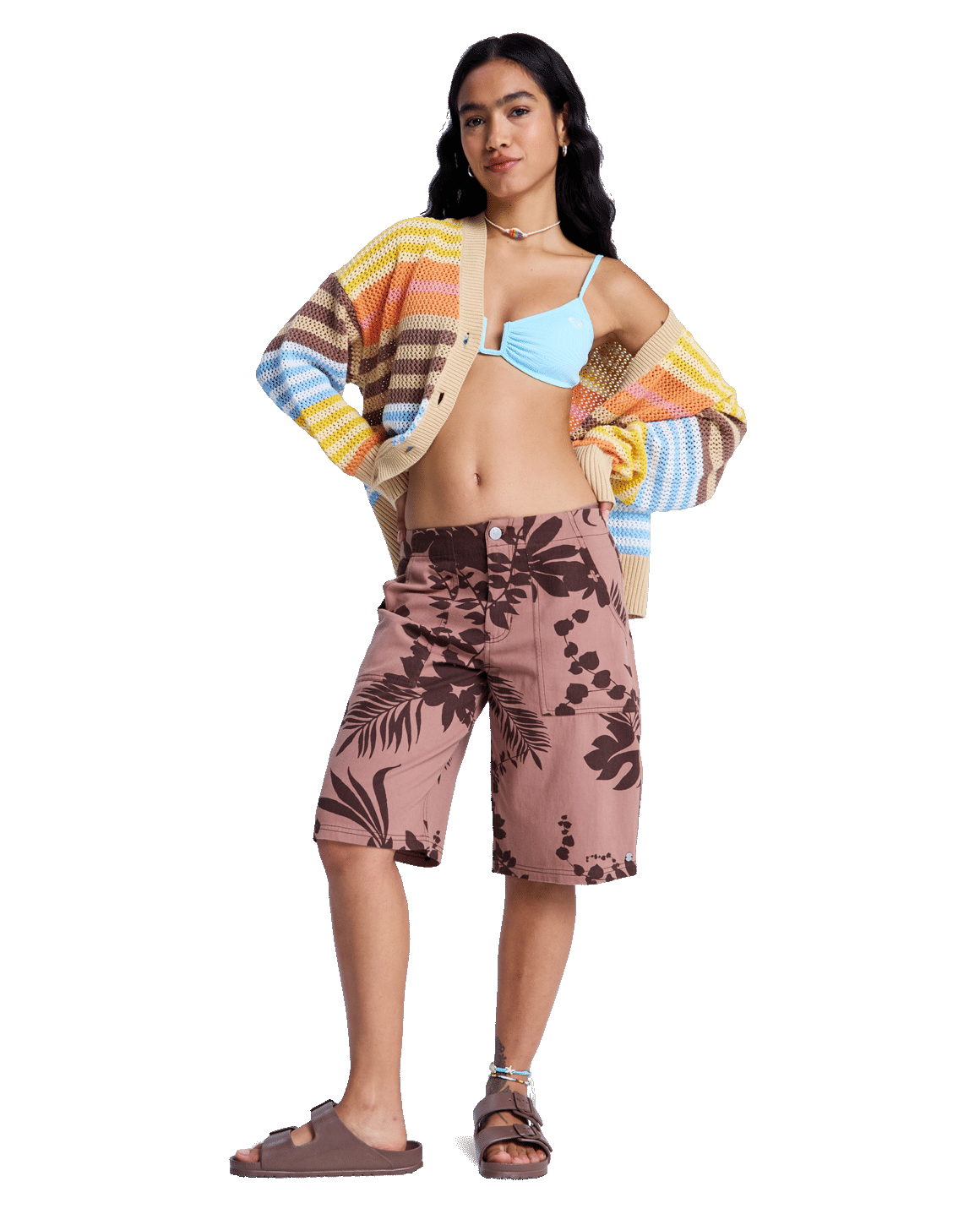 Cosmic Coast Stripes Cardigan in Coconut Milk Horizon Prism