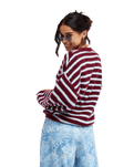 The Roxy Womens Deep As The Ocean Stripes Cardigan in Beet Red All Star Stripe