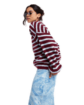 The Roxy Womens Deep As The Ocean Stripes Cardigan in Beet Red All Star Stripe