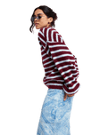 The Roxy Womens Deep As The Ocean Stripes Cardigan in Beet Red All Star Stripe