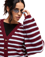 The Roxy Womens Deep As The Ocean Stripes Cardigan in Beet Red All Star Stripe