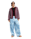 The Roxy Womens Deep As The Ocean Stripes Cardigan in Beet Red All Star Stripe