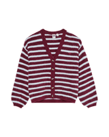 The Roxy Womens Deep As The Ocean Stripes Cardigan in Beet Red All Star Stripe