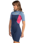 The Roxy Womens Prologue 2/2mm Back Zip Shorty Spring Wetsuit in Dark Denim