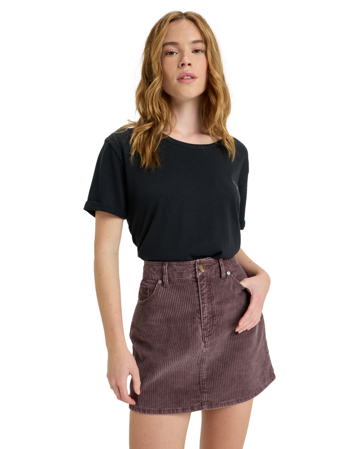 The Roxy Womens Rainfall Mini Corduroy Skirt in Huckleberry
