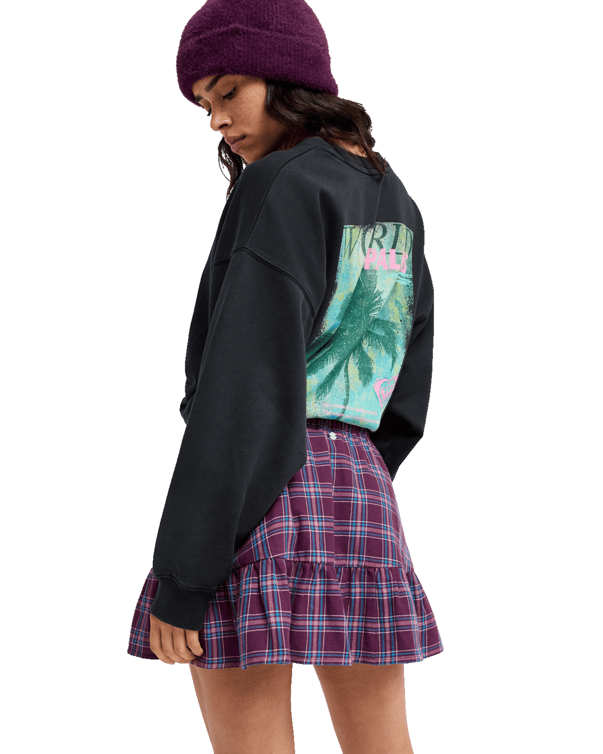The Roxy Womens Remix Rebel Mini Skirt in Blackberry Wine Purple Plaid
