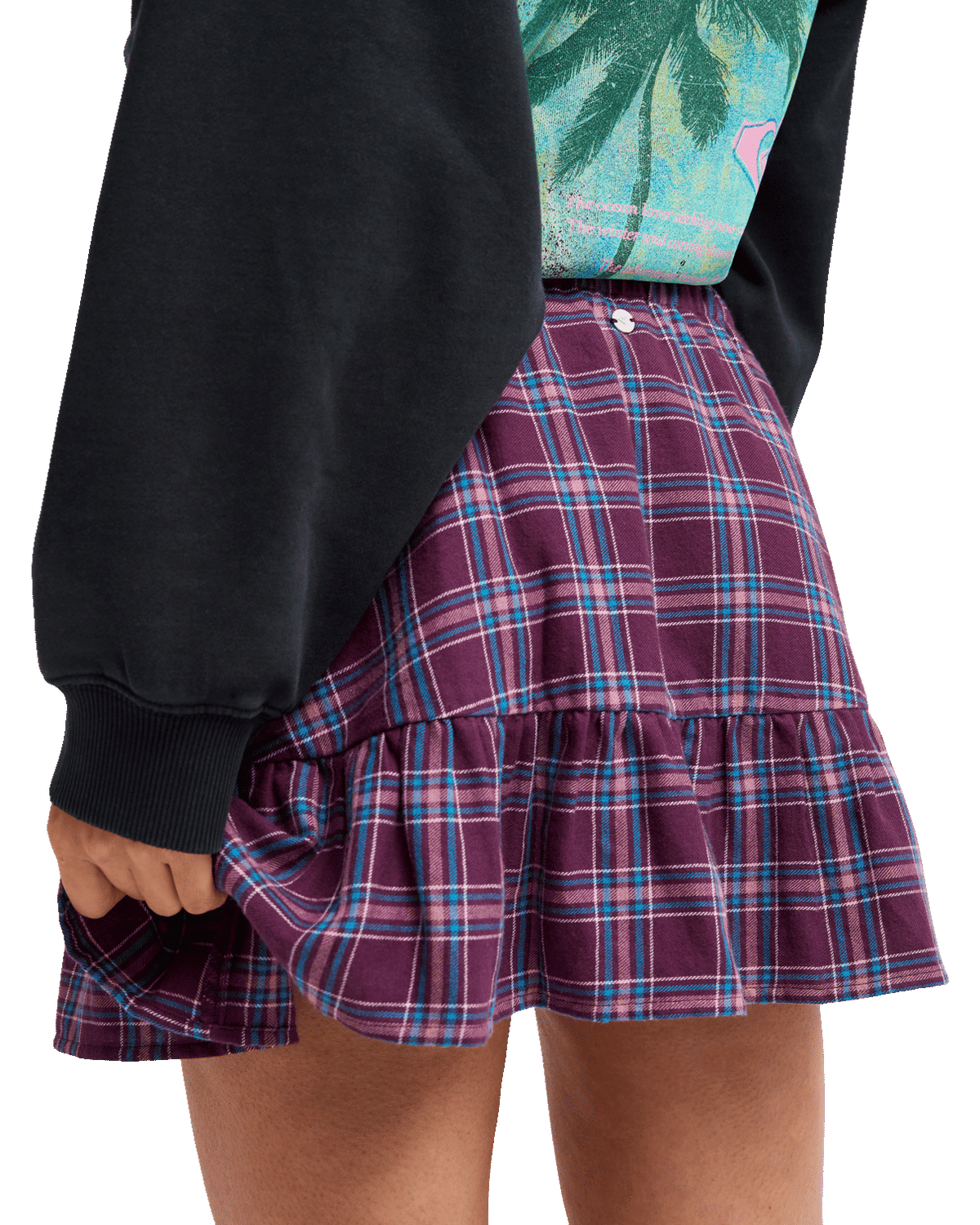 The Roxy Womens Remix Rebel Mini Skirt in Blackberry Wine Purple Plaid