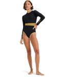 The Roxy Womens Active Colourblock Onesie Swimsuit in Anthracite