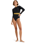 The Roxy Womens Active Colourblock Onesie Swimsuit in Anthracite