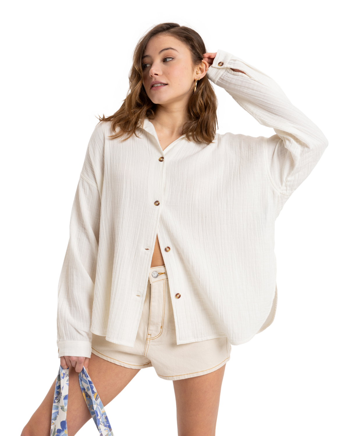The Roxy Womens Morning Time Shirt in Egret