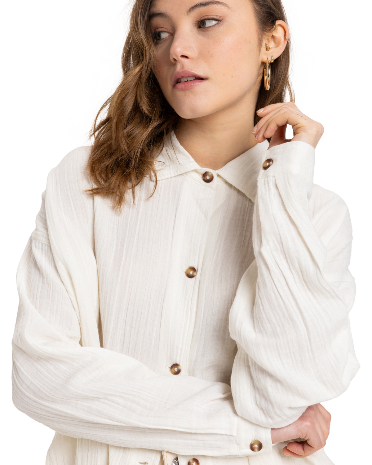 The Roxy Womens Morning Time Shirt in Egret