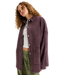 The Roxy Womens Kick Back Washed Cord Shirt Jacket in Huckleberry