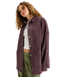 The Roxy Womens Kick Back Washed Cord Shirt Jacket in Huckleberry