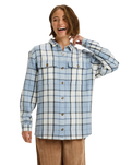 The Roxy Womens Let It Go Flannel Shirt in Blueblizz Mariachi Plaid
