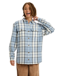 The Roxy Womens Let It Go Flannel Shirt in Blueblizz Mariachi Plaid