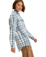 The Roxy Womens Let It Go Flannel Shirt in Blueblizz Mariachi Plaid