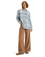 The Roxy Womens Let It Go Flannel Shirt in Blueblizz Mariachi Plaid