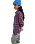 The Roxy Womens Let It Go Check Shirt in Blackberry Wine Purple Plaid