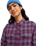 The Roxy Womens Let It Go Check Shirt in Blackberry Wine Purple Plaid