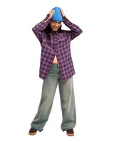 The Roxy Womens Let It Go Check Shirt in Blackberry Wine Purple Plaid