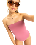 The Roxy Womens Beach Classics Bandeau One Piece Swimsuit in Heather Rose