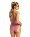 The Roxy Womens Beach Classics Bandeau One Piece Swimsuit in Heather Rose