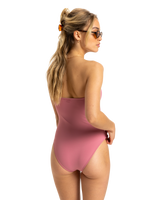 The Roxy Womens Beach Classics Bandeau One Piece Swimsuit in Heather Rose