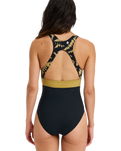 The Roxy Actve High Performance One Piece Swimsuit in Anthracite Big Flowers | Available at Anns Cottage