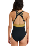 The Roxy Actve High Performance One Piece Swimsuit in Anthracite Big Flowers | Available at Anns Cottage