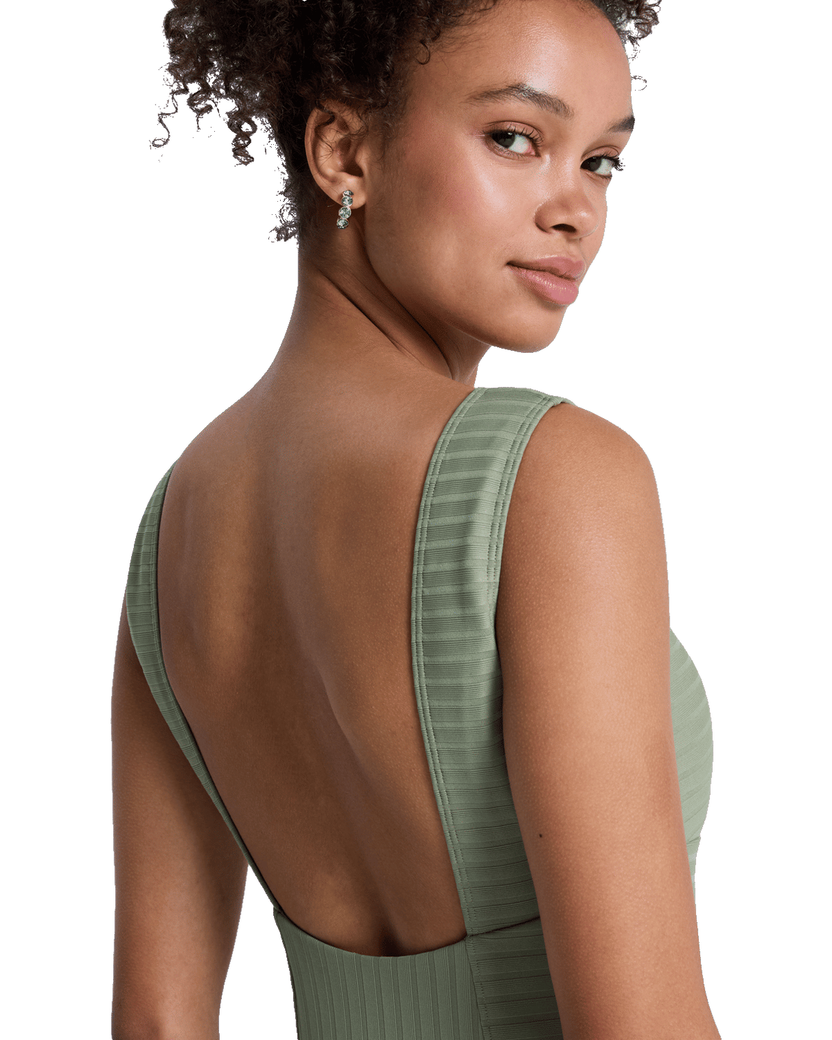 Love Elongated One Piece Swimsuit in Oil Green