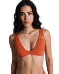 Current Coolness Elongated Tri Bikini Top in Ginger Spice