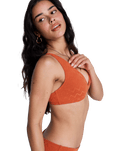 Current Coolness Elongated Tri Bikini Top in Ginger Spice