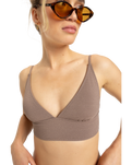 The Roxy Womens Lasca Tank Bikini Top in Deep Taupe