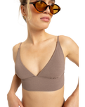 The Roxy Womens Lasca Tank Bikini Top in Deep Taupe