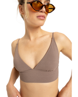 The Roxy Womens Lasca Tank Bikini Top in Deep Taupe