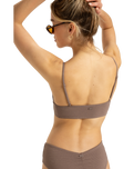 The Roxy Womens Lasca Tank Bikini Top in Deep Taupe