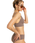 The Roxy Womens Lasca Tank Bikini Top in Deep Taupe