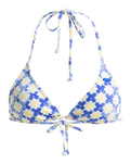 The Roxy Womens Artsy Tile Tiki Tri Bikini Top in Dazzling Blue Tile