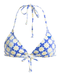 The Roxy Womens Artsy Tile Tiki Tri Bikini Top in Dazzling Blue Tile
