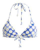 The Roxy Womens Artsy Tile Tiki Tri Bikini Top in Dazzling Blue Tile