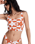 Hazy Days Crop Bikini Top in Ginger Spice Flora